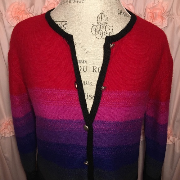 Karen Scott Colorful Striped Sweater Cardigan - Picture 2 of 10